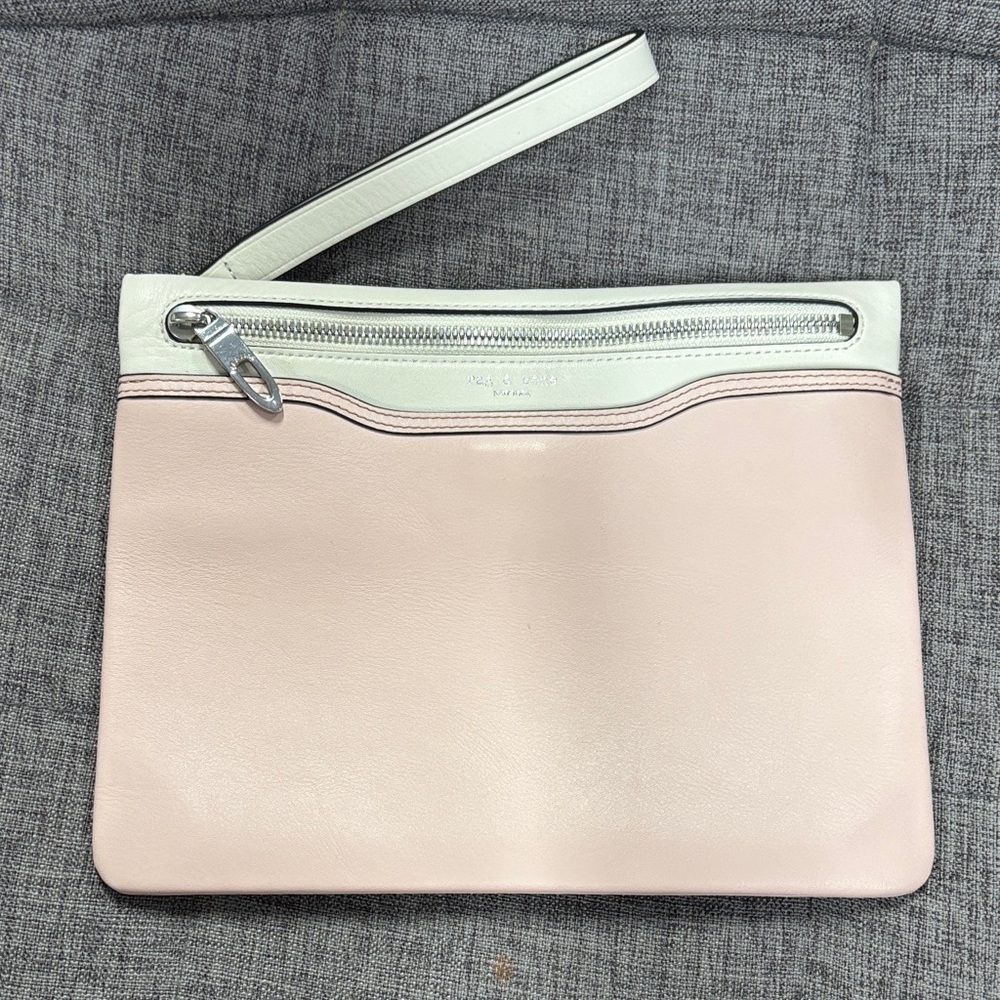 Rag & Bone Pink and White Leather Wristlet